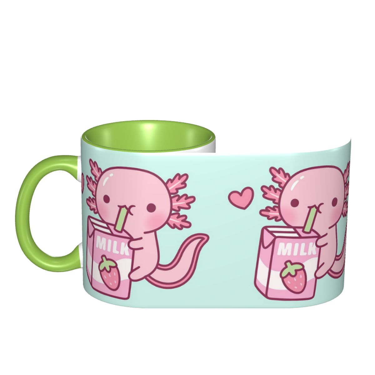 Coffee Tea Love - Uroczy aksolotl uwielbił truskawkowe mleko -