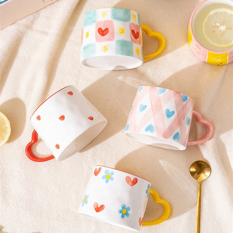 Coffee Tea Love - Kubek ceramiczny kreatywny śliczny ręcznie malowany